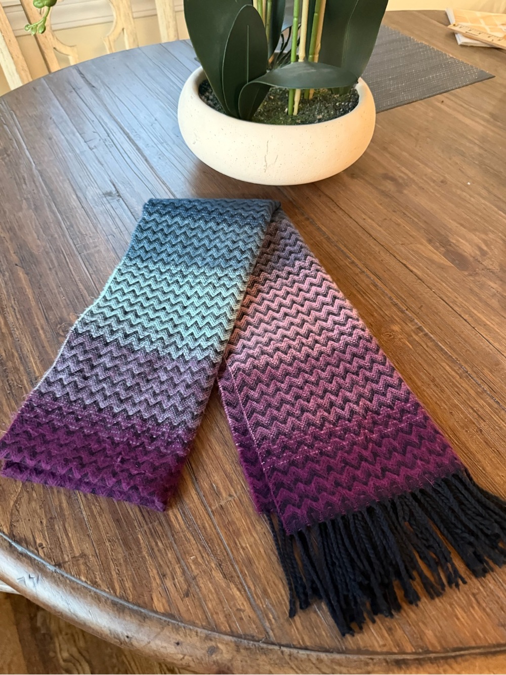 100% Cashmere Purple Blue Ombré Scarf